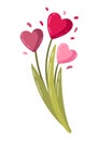 Happy Valentine Day illustration of bouquet hearts. Holiday romantic and love symbol.