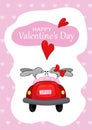 happy valentine day, kissing hares riding a car, cute bunny couple cartoon style, vector illustration, A6