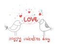 Happy valentine day,lovely bird with heart cartoon,love,creative drawn hands made card,elements,love,flyers, invitation,brochure, Royalty Free Stock Photo