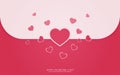 Happy valentine day with many heart on pink mail.