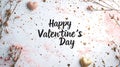 Happy Valentine Day with pink marble background and decorative elements Royalty Free Stock Photo