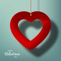 Happy Valentine Day poster. Realistic 3d Heart with shadow Royalty Free Stock Photo