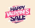Happy Valentine day sale, holiday discounts placard