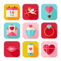 Happy Valentine Day Square App Icons Set Royalty Free Stock Photo