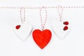 Concept of polygamy love.Happy Valentine Day.Three heart,polyamorous lifestyle and non-monogamy and triads relationship Royalty Free Stock Photo