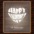 Happy valentine day typography drawing on chalkboard on brick wall background texture vintage style Royalty Free Stock Photo