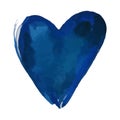 Happy Valentine Day. Watercolor blue painted heart, vector element for your design