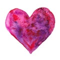 Happy Valentine Day! Watercolor painted purple heart, element for your lovely design.Watercolor illustration for your card or pos Royalty Free Stock Photo