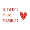 Happy Valentine illustration with French lettering. Vector design for web, print, stickers, template, etc. Royalty Free Stock Photo