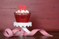 Happy Valentine red velvet cupcake Royalty Free Stock Photo