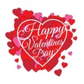 Happy Valentine s day abstract romantic background with many cut paper hearts and text in heart frame isolated on white Royalty Free Stock Photo