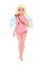 Happy Valentine`s day. Attractive girl angel Royalty Free Stock Photo