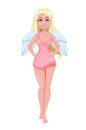 Happy Valentine`s day. Attractive girl angel Royalty Free Stock Photo