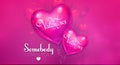 Happy Valentine`s Day Background with Colorful and Glossy Pink Foil Heart Balloons. Vector illustration Royalty Free Stock Photo