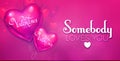 Happy Valentine`s Day Background with Colorful and Glossy Pink Foil Heart Balloons. Vector illustration Royalty Free Stock Photo