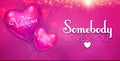 Happy Valentine`s Day Background with Colorful and Glossy Pink Foil Heart Balloons. Vector illustration Royalty Free Stock Photo