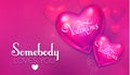 Happy Valentine`s Day Background with Colorful and Glossy Pink Foil Heart Balloons. Vector illustration Royalty Free Stock Photo