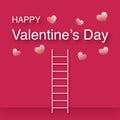 Happy ValentineÃ¢â¬â¢s Day background concept with hearts and stairs on red background. Valentine card.