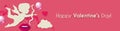 Happy Valentine s day background with Cupid, hearts and clouds. Cute papercut design.