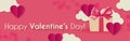 Happy Valentine s day background with gift box, hearts and clouds. Cute papercut design