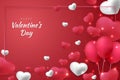 Happy valentine\'s day background hearts, ballon, and element with red and white color