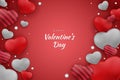 Happy valentine\'s day background hearts and element with red and grey color Royalty Free Stock Photo