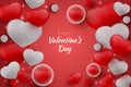 Happy valentine\'s day background hearts and element with red and grey color Royalty Free Stock Photo