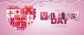 Happy Valentine`s day background with love hearts and gift boxes Royalty Free Stock Photo