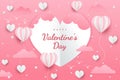 Happy valentine\'s day background paper cut hearts style and element with pink and white color Royalty Free Stock Photo