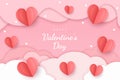 Happy valentine\'s day background paper cut hearts style and element with red and pink color Royalty Free Stock Photo