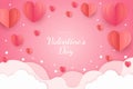 Happy valentine\'s day background paper cut hearts style and element with red and pink color Royalty Free Stock Photo