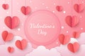 Happy valentine\'s day background paper cut hearts style and element with red and pink color Royalty Free Stock Photo