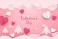 Happy valentine\'s day background paper cut hearts style and element with red and pink color Royalty Free Stock Photo