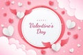 Happy valentine\'s day background paper cut hearts style and element with red and pink color Royalty Free Stock Photo