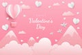 Happy valentine\'s day background paper cut hearts style and element with white and pink color Royalty Free Stock Photo