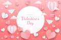 Happy valentine\'s day background paper cut hearts style and element with white and pink color Royalty Free Stock Photo