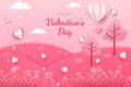 Happy valentine\'s day background paper cut hearts style and element with white and pink color Royalty Free Stock Photo