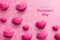 Happy valentine\'s day background realistic hearts and bubbles Royalty Free Stock Photo