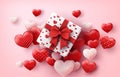 Happy Valentine`s Day banner with  gift box. Royalty Free Stock Photo