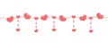 Happy Valentine`s day banner with hearts made of glitter. Brilliant horizontal borders. Romantic shining sparkling