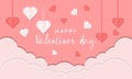 happy Valentine\'s day banner in paper cut style. valentines illustration, heart vector illustration paper cut style