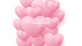 Happy Valentine\'s Day Banner. Romantic festive background with 3d pink glossy hearts. Royalty Free Stock Photo