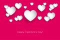 Happy Valentine`s Day! Beautiful Heart! Abstract paper art 3D Hearts on pink background. Valentines Day card. Royalty Free Stock Photo