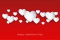 Happy Valentine`s Day! Beautiful Heart! Abstract paper art 3D Hearts on red gradient background. Valentines Day card Royalty Free Stock Photo