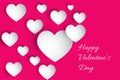 Happy Valentine`s Day! Beautiful Heart! Abstract paper art 3D Hearts on pink background. Valentines Day card. Royalty Free Stock Photo