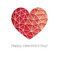 Happy Valentine`s Day! Beautiful Heart! Abstract paper art 3D Hearts on white background. Valentines Day card. Royalty Free Stock Photo