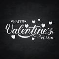 Happy Valentine s Day calligraphy lettering on chalkboard background. Hand drawn celebration poster