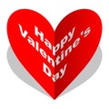 Happy Valentine`s Day card. Folded with shades beneath