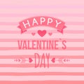 Happy Valentine`s day card with hand-drawn elements, heart, ribbon, arrow, stripe. Cute Typography vector