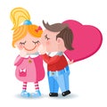 Happy valentine s day card with kissing couple